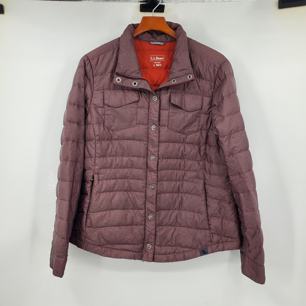 L.L Bean DownTek Quilted Down Jacket Mauve Heather Womens Large Outdoors Winter